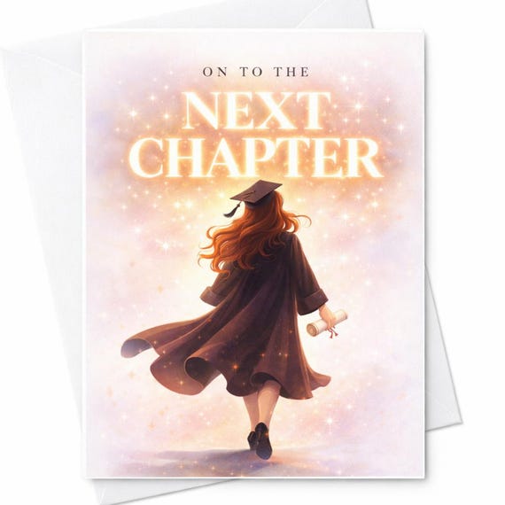 On To The Next Chapter Graduation Card Inspirational Graduation Card Congrats Graduate Gift For Her College Graduation Card Elegant C881