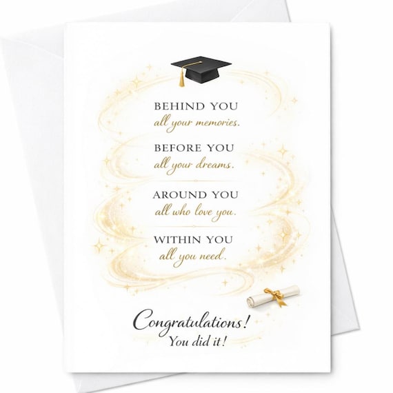 Behind You All Your Memories Graduation Card Inspirational Graduation Card Congrats Graduate Gift Elegant College Card Keepsake C893