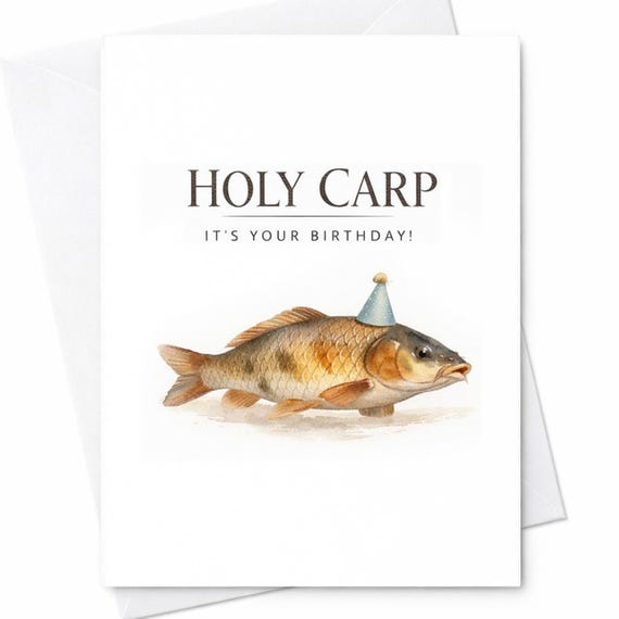 Holy Carp It’s Your Birthday Funny Fish Birthday Card Cute Carp Pun Birthday Card Animal Lover Gift Birthday Card For Him Her C1120