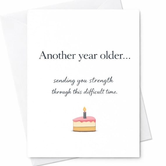 Another Year Older Sending You Strength Funny Birthday Card Sarcastic Humor Card For Friend Coworker Minimal Simple Birthday Card C1112