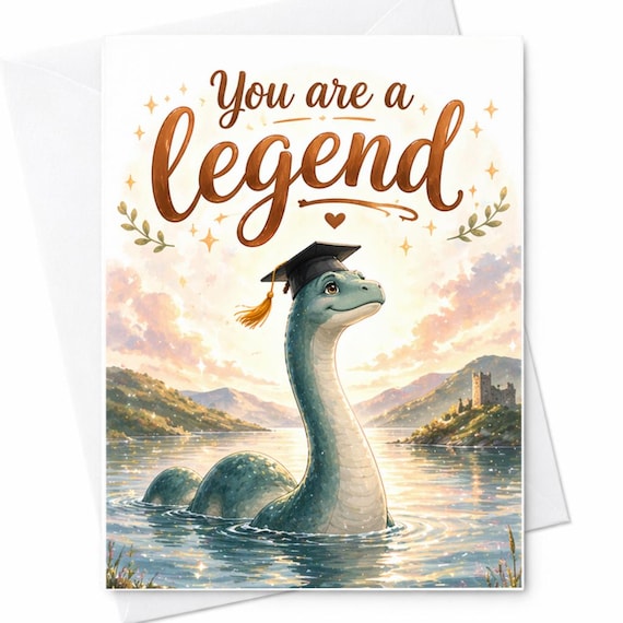 You Are A Legend Graduation Card Funny Loch Ness Monster Graduation Card Congrats Graduate Card College Graduation Gift C1153