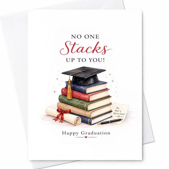 No One Stacks Up To You Graduation Card Funny Graduation Card Books Grad Card Happy Graduation Gift College High School Graduate C1161