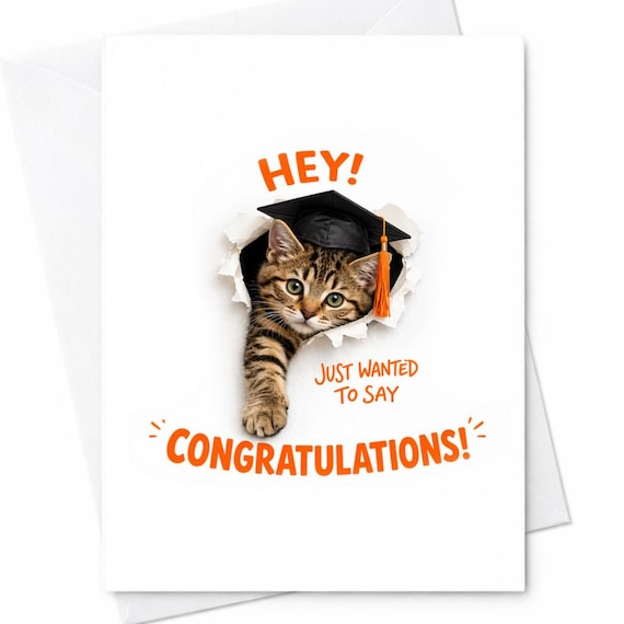 Cute Cat Graduation Card Funny Congrats Grad Card Kitten Graduation Card College University Graduation Gift Cat Lover Card C1170