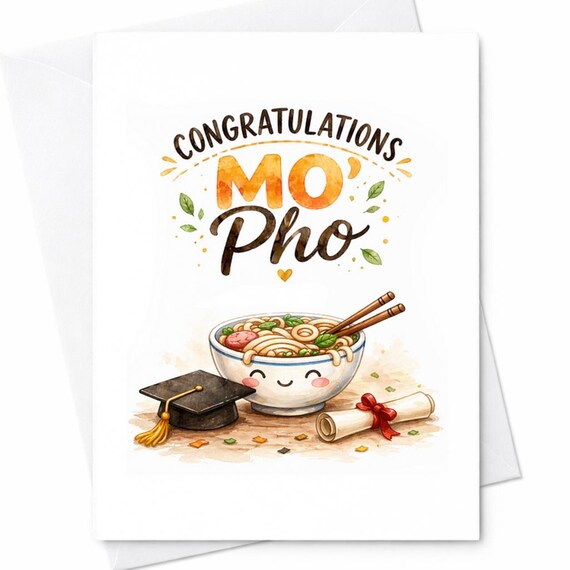 Funny Graduation Card Mo Pho Ramen Pun Congrats Grad Card Food Pun Graduation Card College University Graduation Gift C1172