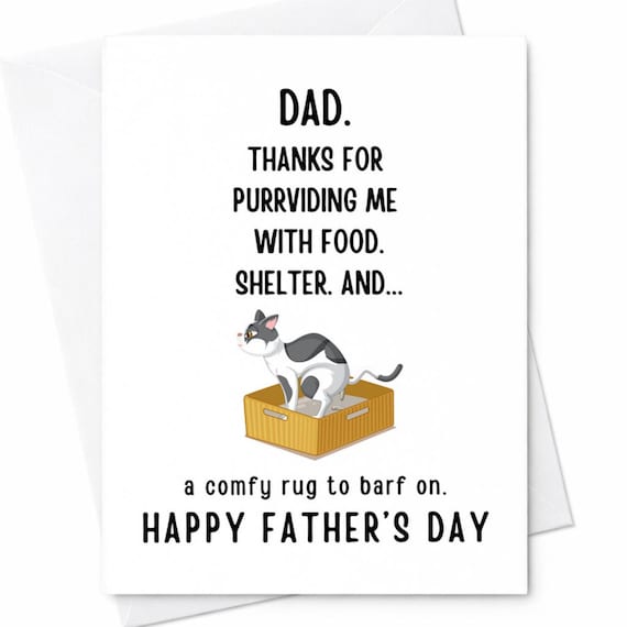 Dad Thanks For Purrviding Me Fathers Day Card Funny Cat Dad Card Pet Humor Fathers Day Gift From Child Cat Lover Dad Card C1199