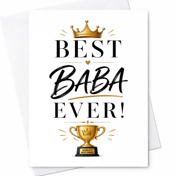 Fathers Day Card Best Baba Ever Funny Dad Card Gift For Baba Fathers Day Gift From Kids Husband Dad Appreciation Card C1246