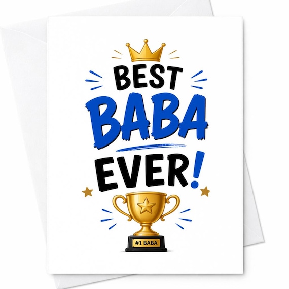 Funny Fathers Day Card Best Baba Ever From Kids, Dad Appreciation Card for Husband, Greeting Card for Baba, Dad Birthday Card C1247