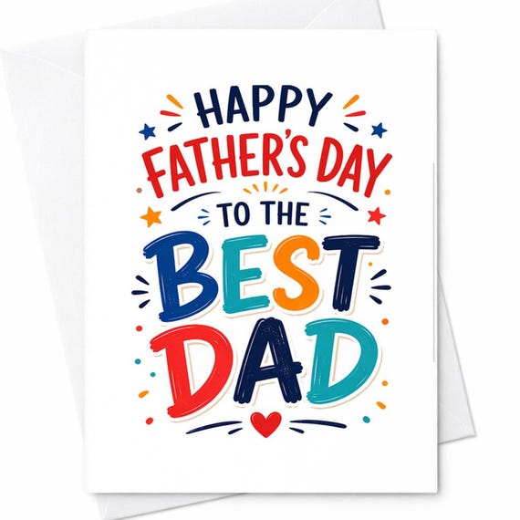 Happy Fathers Day Card To The Best Dad Classic Dad Card Gift From Daughter Son Kids Simple Bold Typography C1261