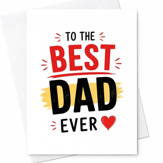 Best Dad Ever Card for Father's Day from Son or Daughter, Cute Dad Appreciation Card, Simple Father's Day Card for Dad Gift C1283