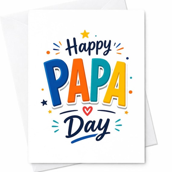 Happy Papa Day Card Fathers Day Card For Papa Gift From Kids Dad Card Papa Gift Idea Simple Fathers Day Card C1285