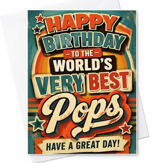 Happy Birthday Card For Dad Pops From Kids Funny Dad Birthday Card Worlds Best Pops Birthday Card For Father C1300