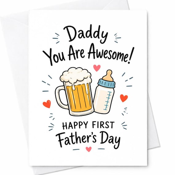 First Fathers Day Card For Daddy New Dad Card From Baby Card From Wife Happy First Fathers Day Funny Dad Card C1312