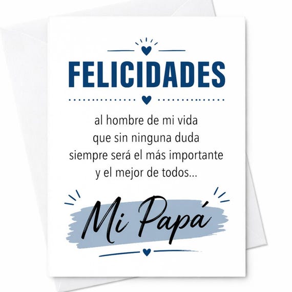 Tarjeta Día Del Padre Español Para Papá Regalo Padre Amor Papá Felicidades Mi Papá Mensaje Padre Español C1282