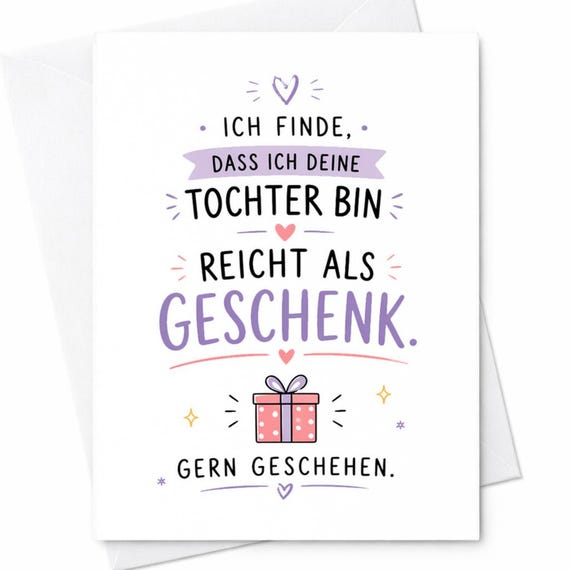 German Fathers Day Card Daughter Gift Funny Dad Card From Daughter Geschenk Papa Karte Lustig Vatertag Tochter C1289