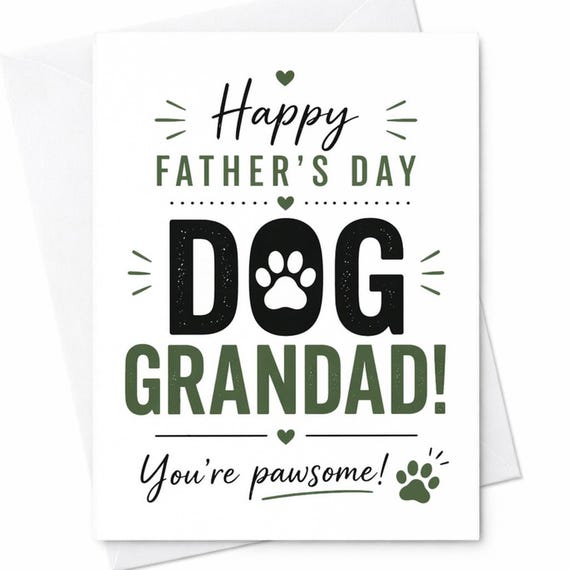 Dog Grandad Fathers Day Card Funny Dog Grandad Card Gift From Dog Paw Grandad Card Dog Lover Grandpa Card C1293