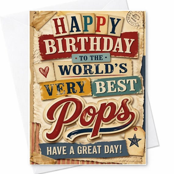 Happy Birthday Card For Dad Pops Card From Kids Funny Dad Birthday Card Worlds Best Pops Birthday Card For Father C1299