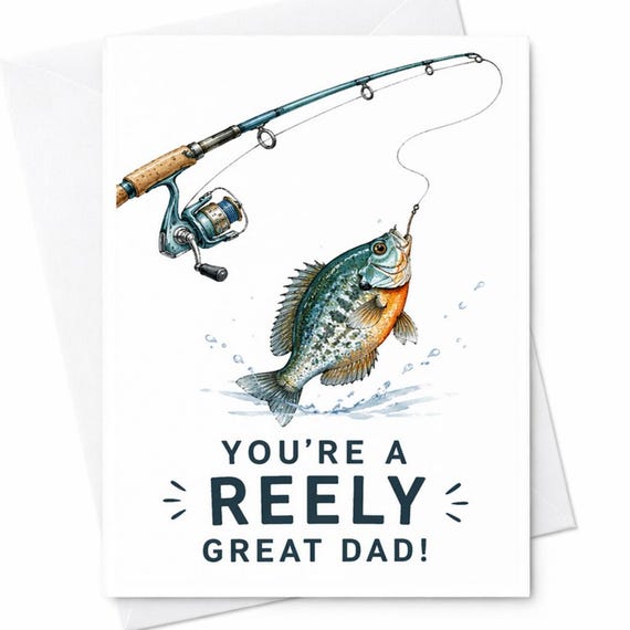 Funny Fathers Day Card Reely Great Dad Card Fishing Dad Card Fisherman Dad From Kids Happy Fathers Day Card C1308