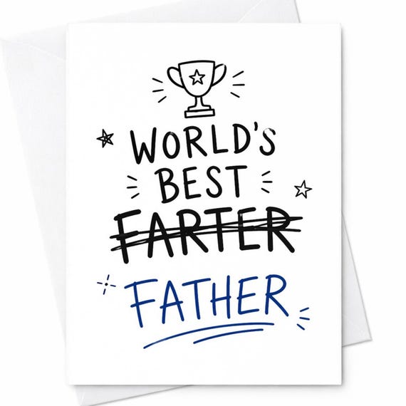 Funny Fathers Day Card Worlds Best Farter Father Card Joke Dad Card From Kids Adult Humor Fathers Day Card C1309