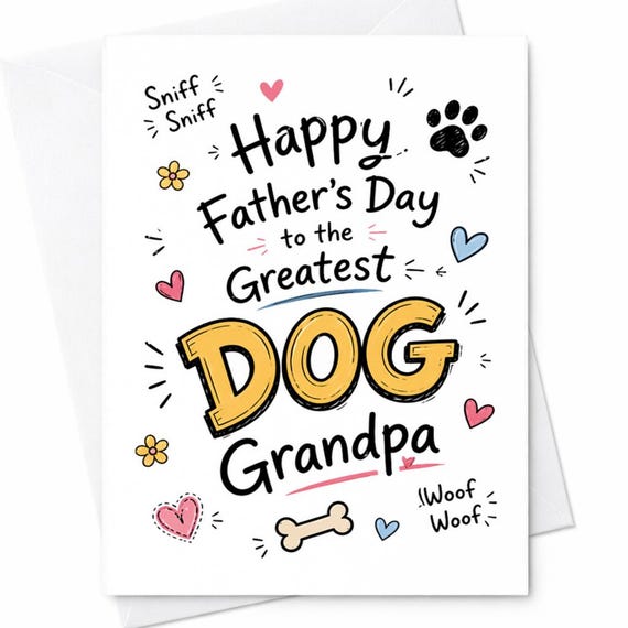 Fathers Day Card For Grandpa Dog Grandpa Card From Dog Happy Fathers Day Grandpa Card Pet Dad From Grandkids C1317