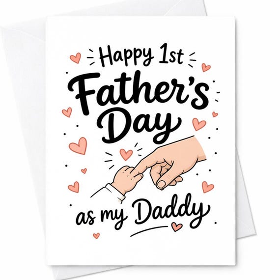 1st Fathers Day Card From Baby First Fathers Day Card New Dad Card From Daughter Son Happy First Fathers Day Daddy Card C1325