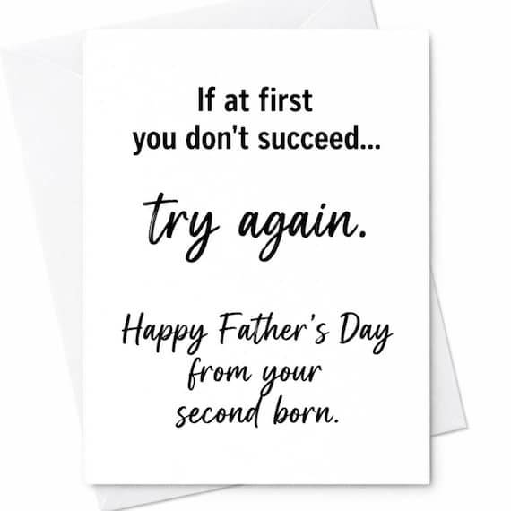 Second Born Fathers Day Card Funny Dad Card From Second Child Happy Fathers Day Card From Son Daughter Joke Card C1320