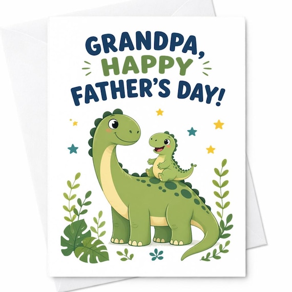 Grandpa Fathers Day Card Dinosaur Card From Grandchild Cute Grandpa Card Fathers Day Card From Kids Dino Grandpa Card C1323