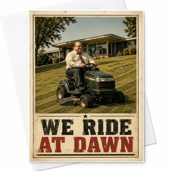 Funny Fathers Day Card We Ride At Dawn Lawn Mower Dad Card Funny Dad Humor Card From Kids Husband Gift Card C1344