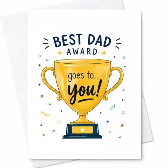 Funny Fathers Day Card Best Dad Award Goes To You Trophy Dad Card Cute Dad Appreciation Card From Kids Simple Modern Card C1360