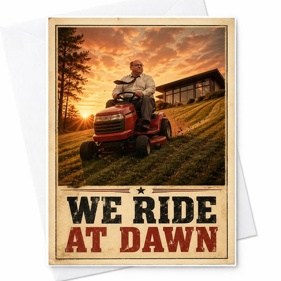 Funny Fathers Day Card We Ride At Dawn Lawn Mower Dad Card Funny Dad Humor From Kids Husband Gift Card C1345