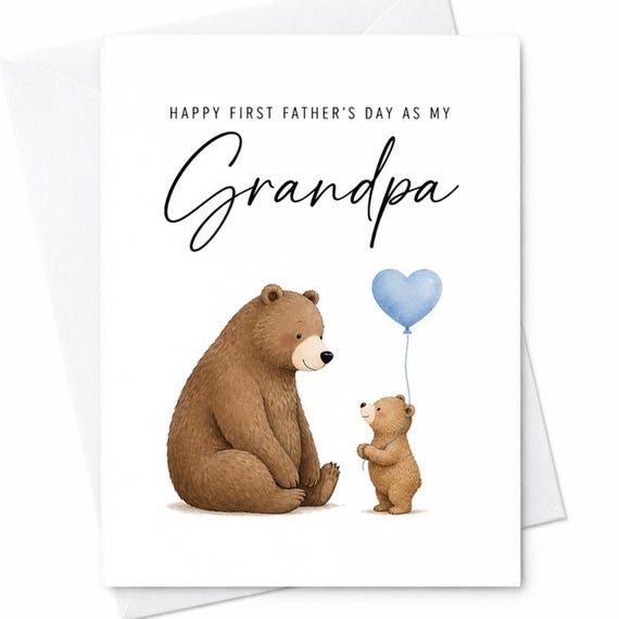 Happy First Fathers Day As My Grandpa Card First Time Grandpa Fathers Day Card From Grandchild Cute Grandpa Card New Grandpa Gift C1368