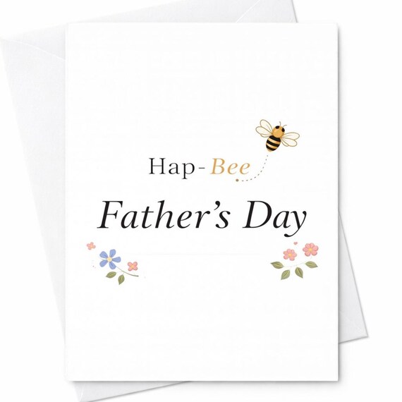 Hap Bee Father's Day Card Cute Pun Father's Day Card Bee Dad Card Funny Dad Card Sweet Father's Day Card From Kids C1417