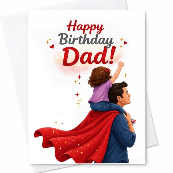 Happy Birthday Dad Card Cute Dad Birthday Card From Daughter Father Birthday Card Dad Gift Sweet C1379