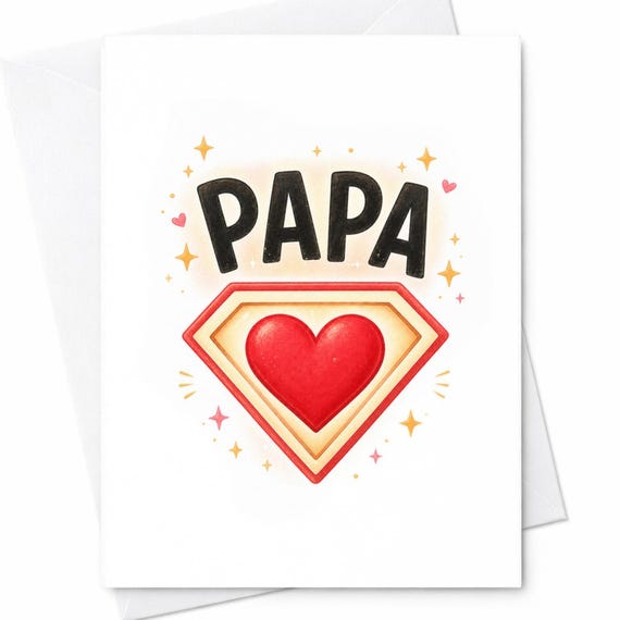 Papa Heart Fathers Day Card Cute Papa Card From Daughter Sweet Papa Fathers Day Card Love Dad Gift C1382