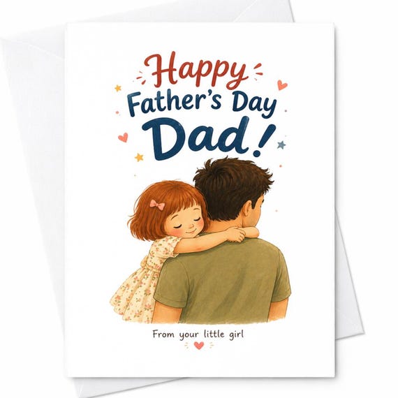 Happy Father's Day Dad From Your Little Girl Card Sweet Father's Day Card From Daughter Cute Dad Card Fathers Day Gift Card C1383