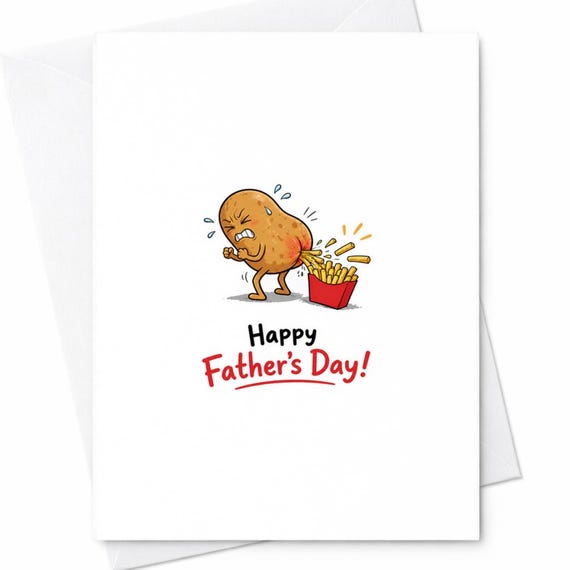 Happy Father's Day Funny Potato Fries Dad Card Fathers Day Card For Dad Humor Gag Card C1387