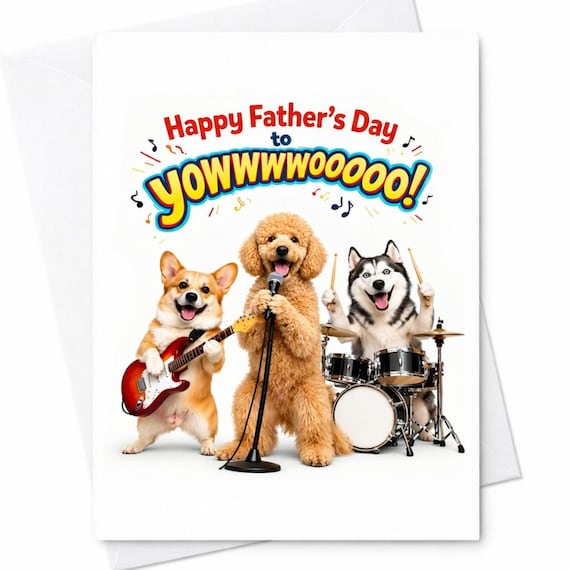 Happy Father's Day To Youuuooo Funny Dog Fathers Day Card Dad Card Dog Band Music Humor Card Gift For Dad C1400