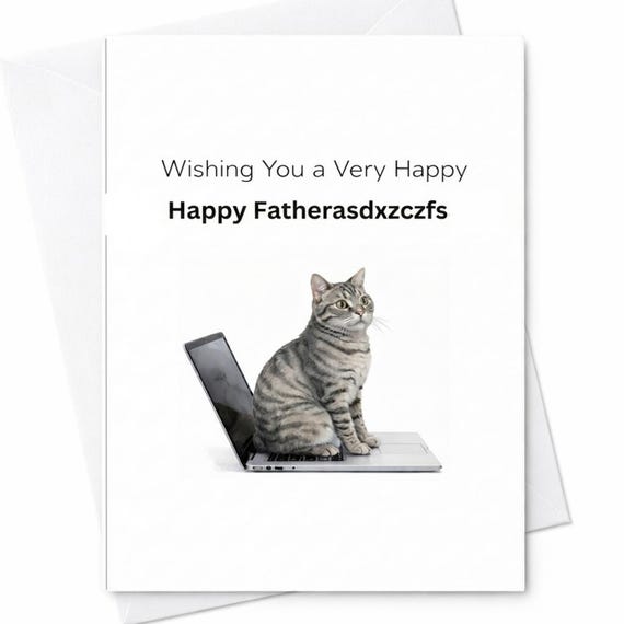 Wishing You A Very Happy Happy Fatherasdxzczfs Funny Fathers Day Card Dad Card Cat Laptop Humor Card Gift For Dad C1401