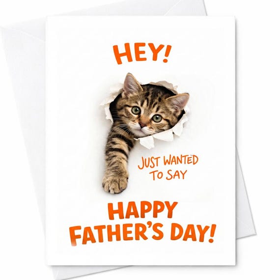 Funny Father's Day Card for Cat Dad - Cute Cat Design - Happy Father's Day Card for Dad - Gift for Cat Lover - Funny Dad Card C1412