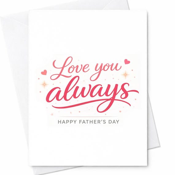 Heartfelt Father's Day Card Love You Always Sweet Dad Card From Daughter Son Simple Design Fathers Day Gift for Dad Card C1418