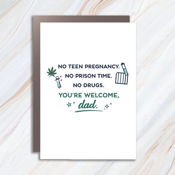 Funny Father's Day Card From Daughter, Hilarious Best Dad Ever, No Teen Pregnancy, No Prison Time, No Drugs FC5