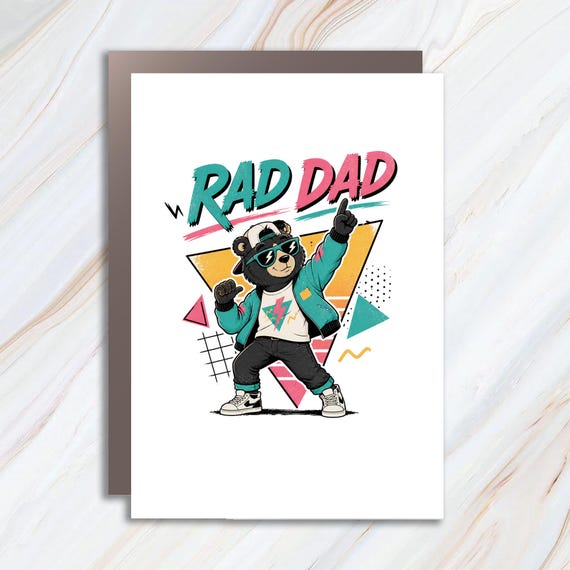 Rad Dad Happy Fathers Day Card, Encouragement Greeting Cards, Blank Handmade Dad Card FC18