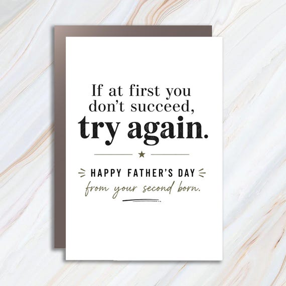 Funny Father's Day Card From Second Born, Happy Father's Day Greeting Cards, Humorous Dad Card FC28