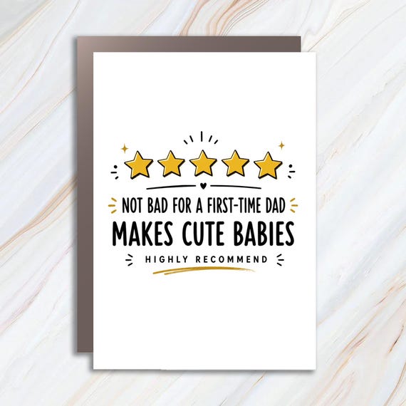 First Father's Day Greeting Card From Baby: Funny New Dad Gift With Stars FC20