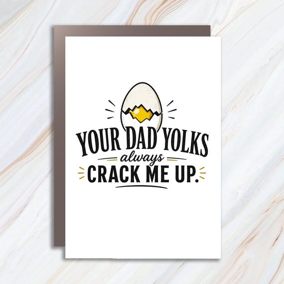 Dad Jokes Letterpress Greeting Card - Funny Father's Day - Foodie Egg Pun - Dad Yolks Crack Me Up FC22