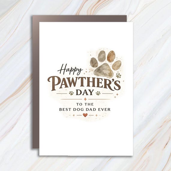 Happy Pawther's Day Card For Dog Dad, Cute Dogfather Father's Day Greeting Card, From Doggy Daddy FC44