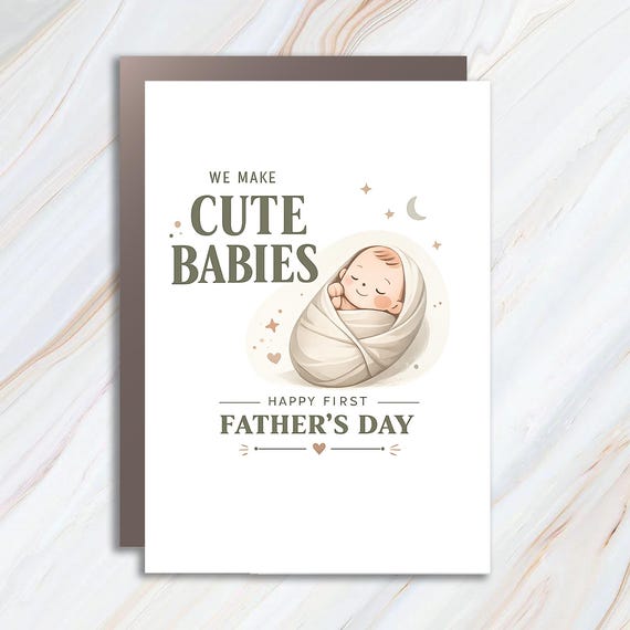 Funny First Fathers Day Card From Wife, 1st Fathers Day New Dad Greeting Card, New Baby Card For Husband FC57