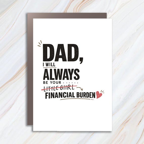 Funny Father's Day Card From Daughter Sarcastic Dad Birthday Greeting Cards Humorous Father's Day Idea FC56