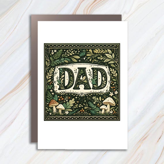 Botanical Father's Day Greeting Card With Green Leaves For Nature Lover Dad FC78