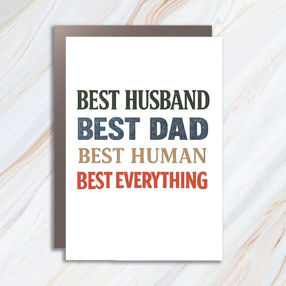 Best Husband Dad Human Everything Father's Day Greeting Card, Blank Inside, Dad Card, Husband Card FC96