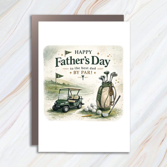 Funny Golf Father's Day Greeting Card, Best Dad By Par FC99